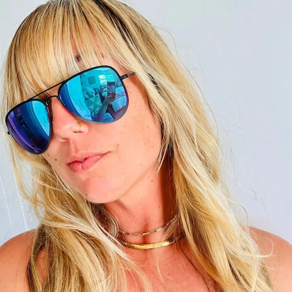 BLENDERS Black Metal Blue Mirror Ombre Lenses Aviators Sunglasses Sunnies Unisex